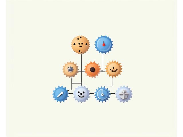 Iconos de cookies y engranajes, representando la configuración de privacidad y el control del usuario sobre las cookies.